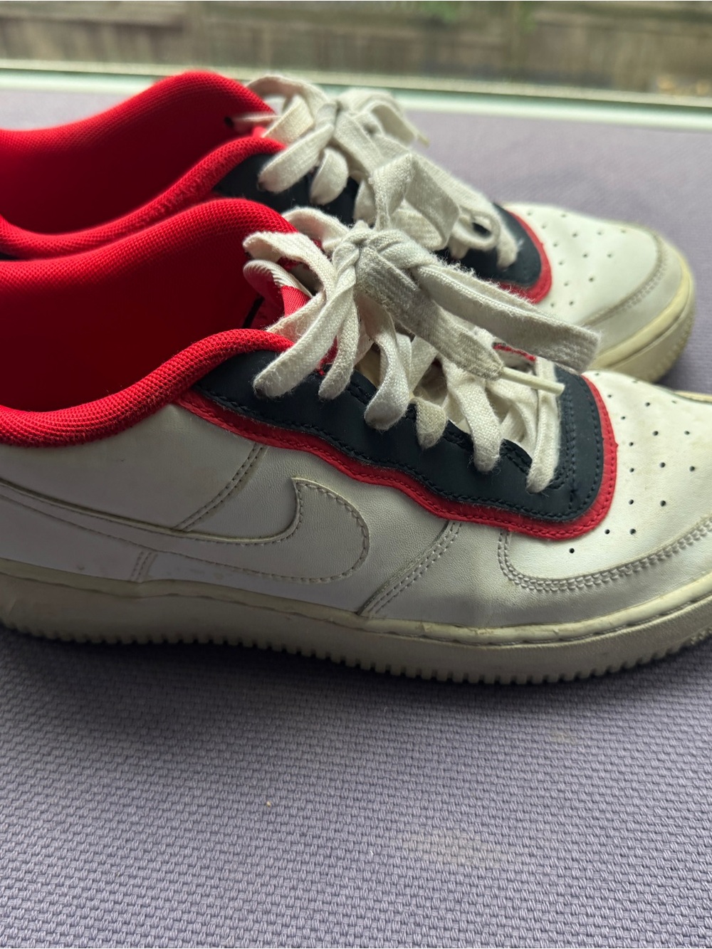 Nike Kids AF1 White, Black & Red Low-Top Sneakers
